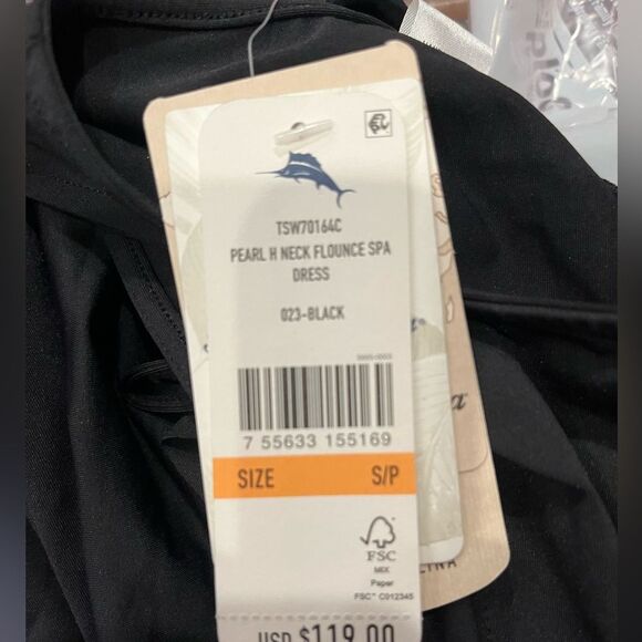 Women's Tommy Bahama Flounce Hem Tank Dress with Pockets Size Small - Black NEW - Picture 5 of 11